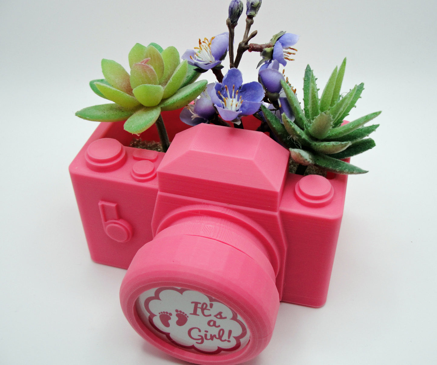 Pink Photo Frame Camera Planter, It's A Girl